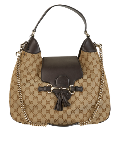 Emily Hobo, &pound;395, Handbags, Brown, Canvas, Front view
